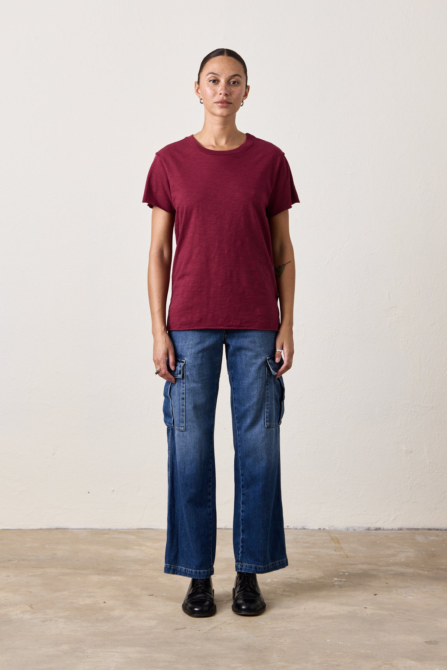 MOORE RELAXED SLUB JERSEY TEE/ DARK CHERRY