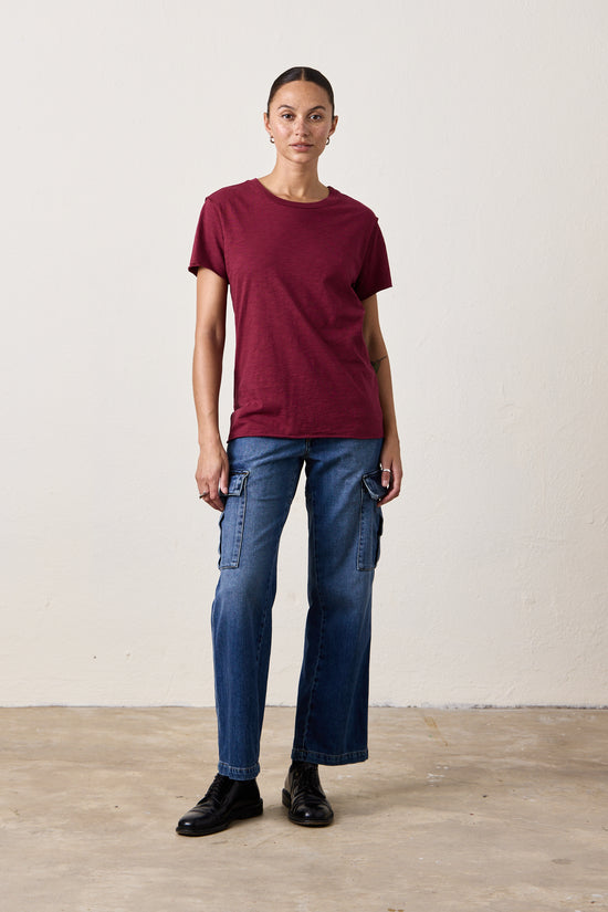 MOORE RELAXED SLUB JERSEY TEE/ DARK CHERRY