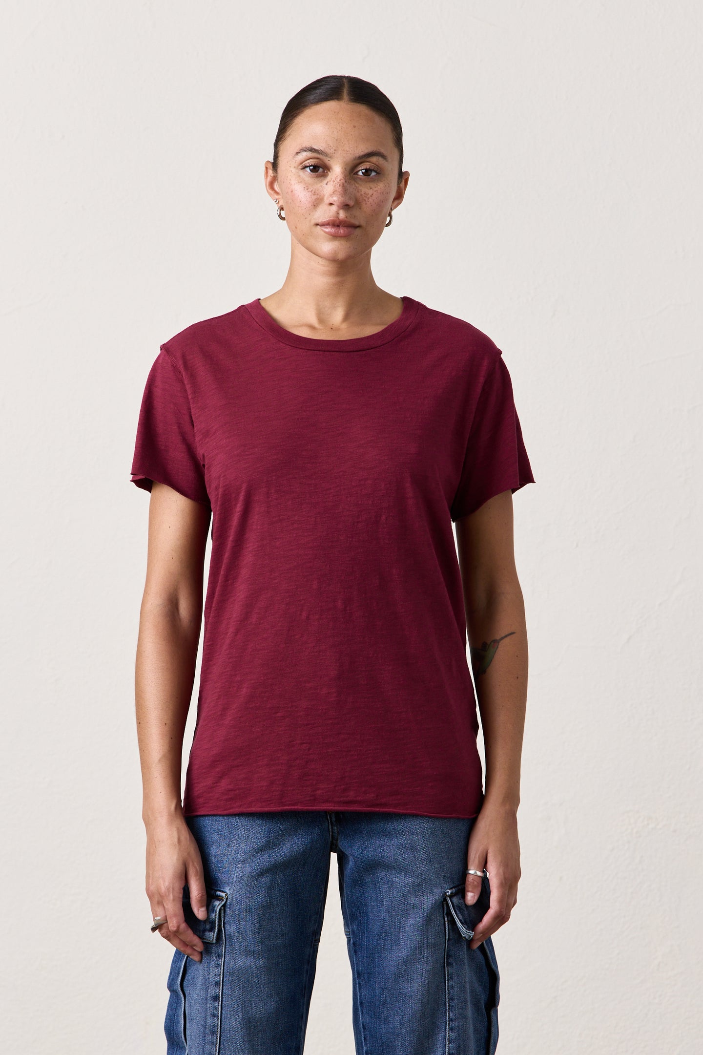 MOORE RELAXED SLUB JERSEY TEE/ DARK CHERRY