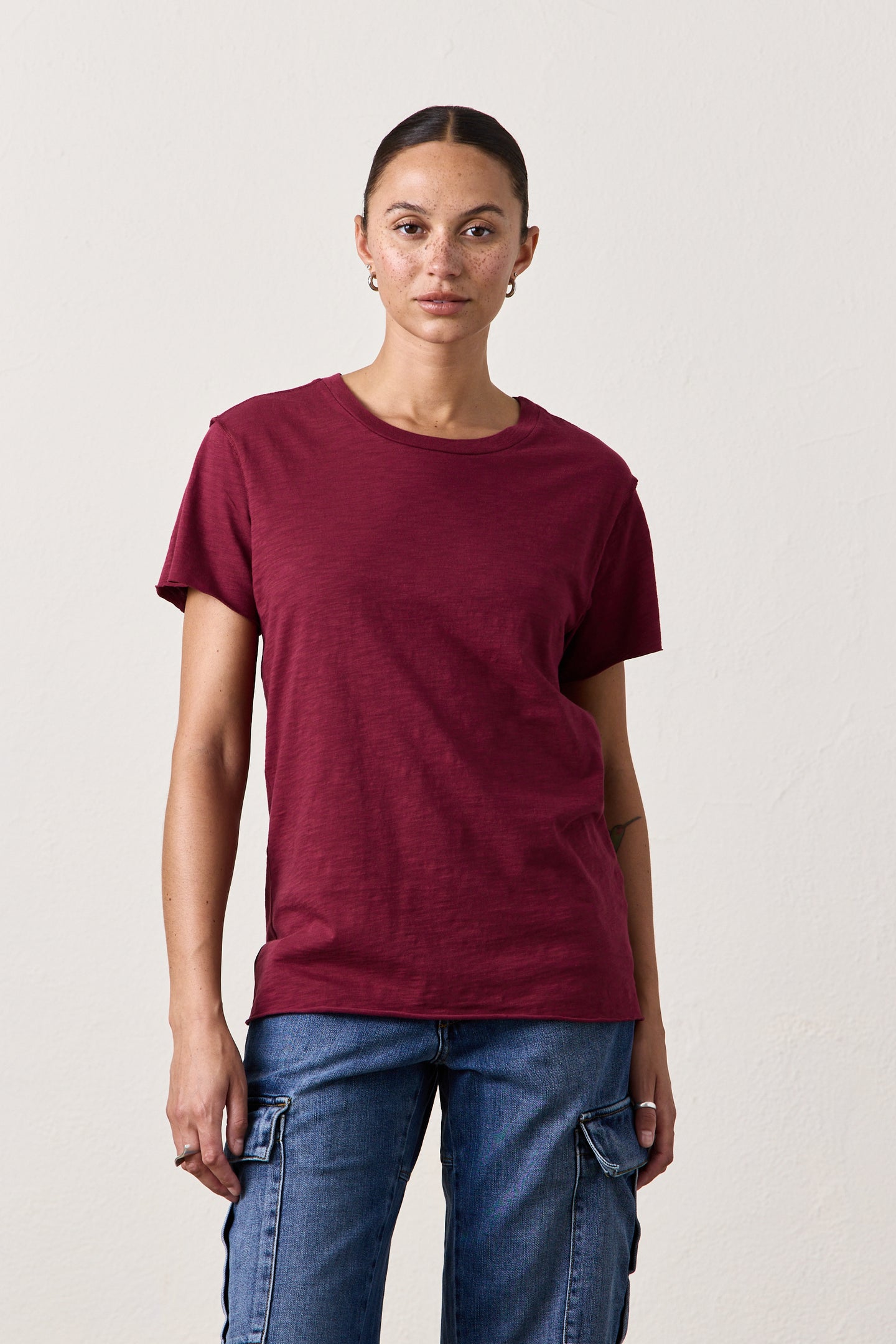 MOORE RELAXED SLUB JERSEY TEE/ DARK CHERRY