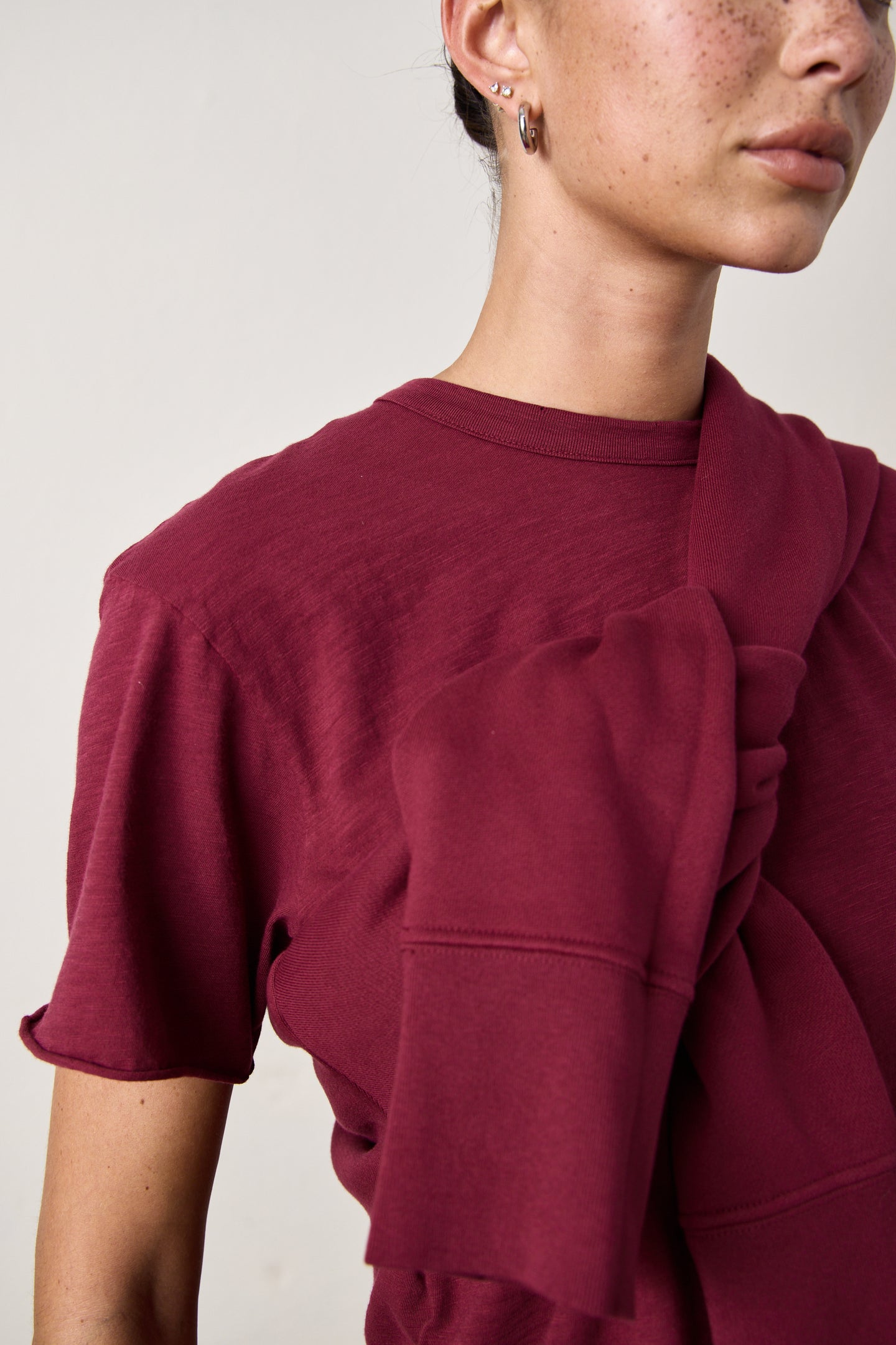 HARPER BOXY SLUB JERSEY TEE / DARK CHERRY