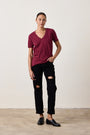 CORA V-NECK TEE / DARK CHERRY