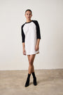 FRANKLIN BASEBALL TEE DRESS / IVORY/BLACK