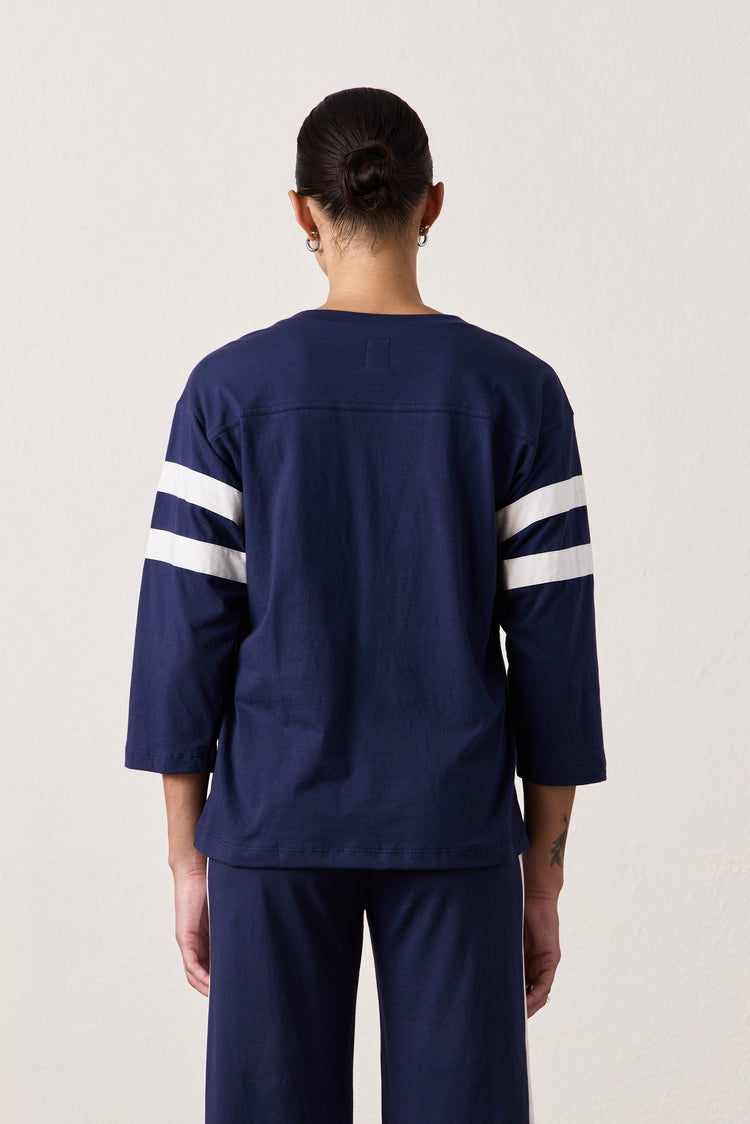 HART FINE JERSEY FOOTBALL TEE / NAVY/IVORY