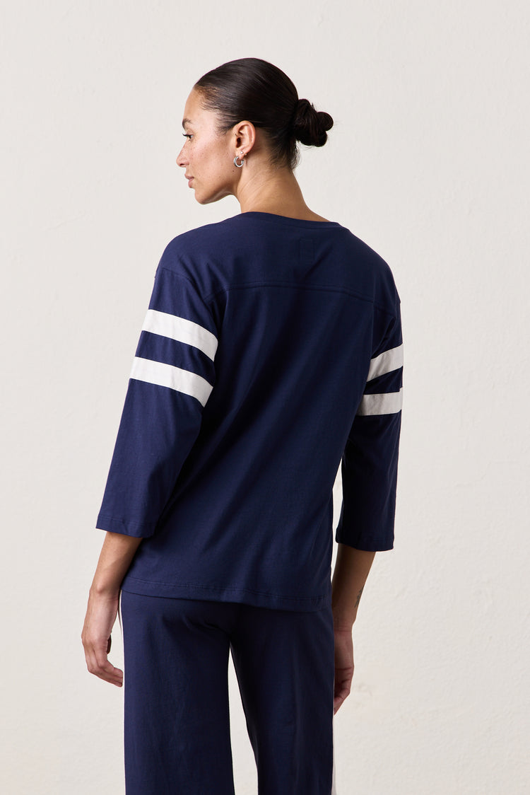 HART FINE JERSEY FOOTBALL TEE / NAVY/IVORY