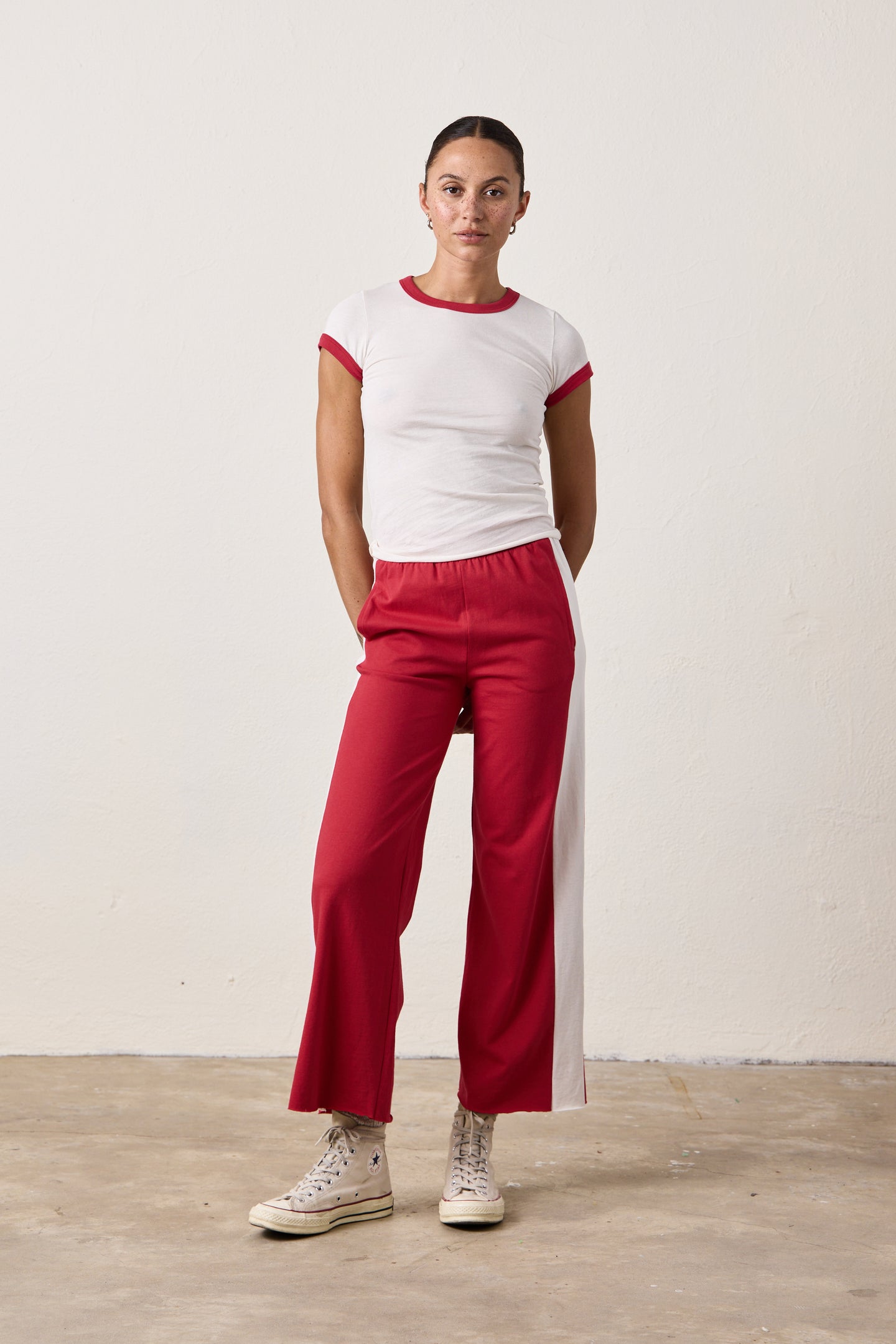 RILEY SPORT PANTS / RED/IVORY