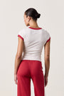 BODHI SHRUNKEN RINGER TEE / IVORY/RED