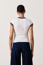 BODHI SHRUNKEN RINGER TEE / IVORY/NAVY