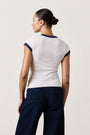 BODHI SHRUNKEN RINGER TEE / IVORY/NAVY