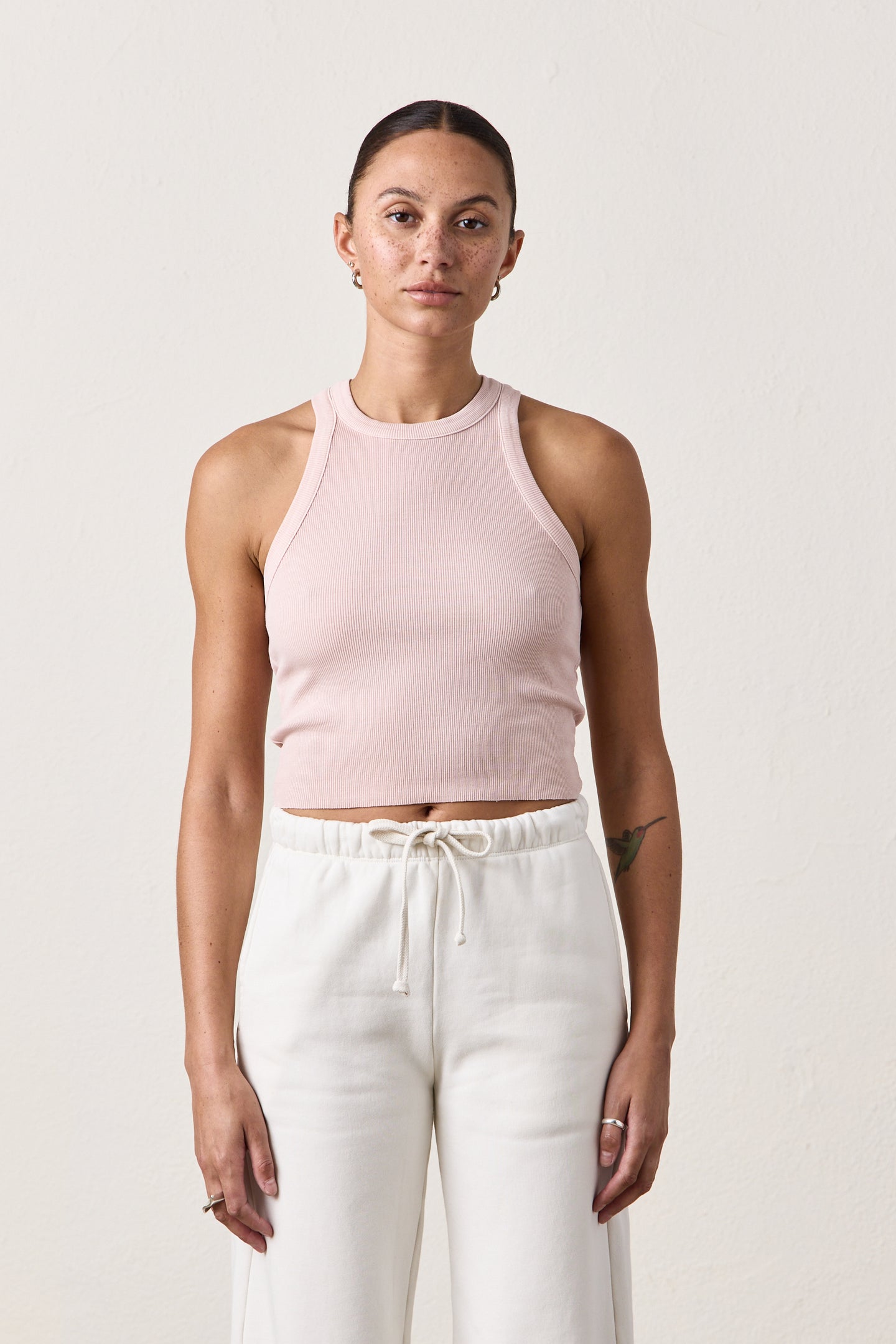 AMAYA CROP RIB TANK / ROSY