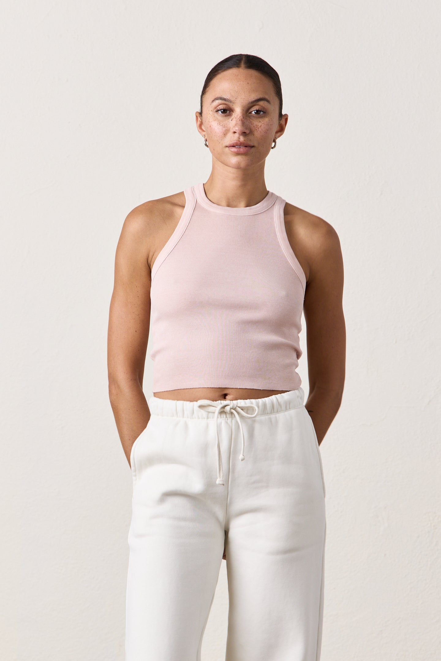 AMAYA CROP RIB TANK / ROSY