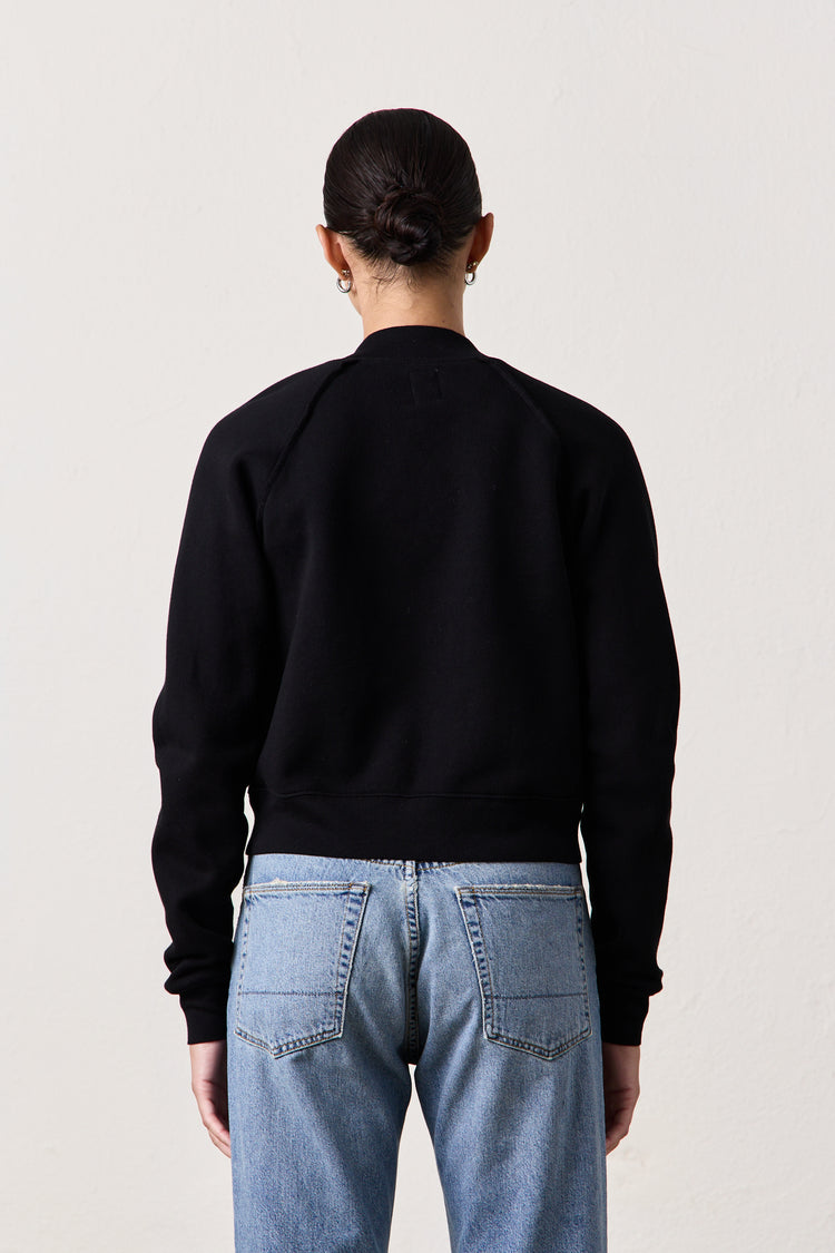 FOX ZIP FRONT COZY FLEECE BOMBER / BLACK