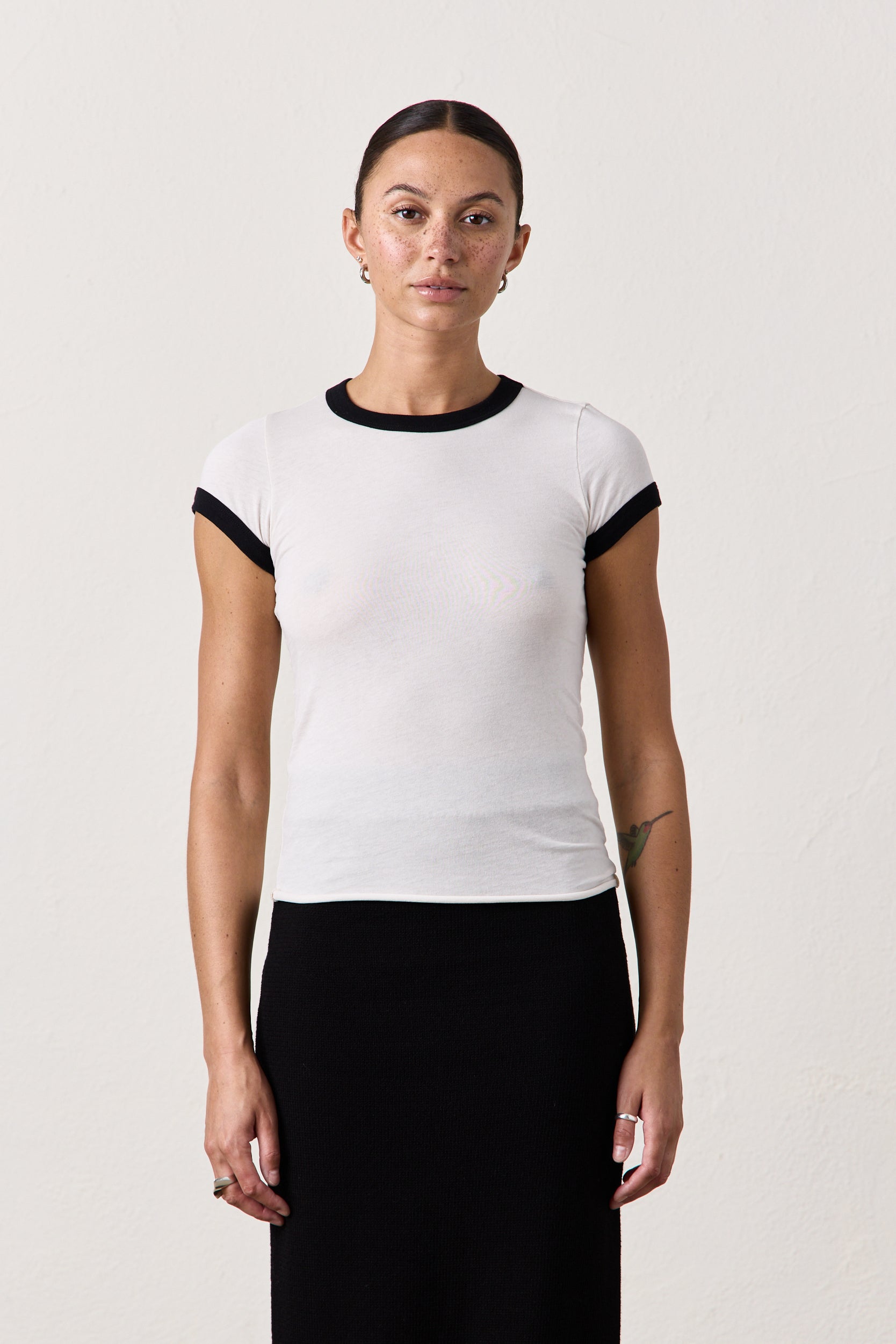 BODHI SHRUNKEN RINGER T / IVORY/BLACK – NSF Clothing