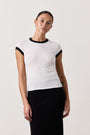 BODHI SHRUNKEN RINGER TEE / IVORY/BLACK