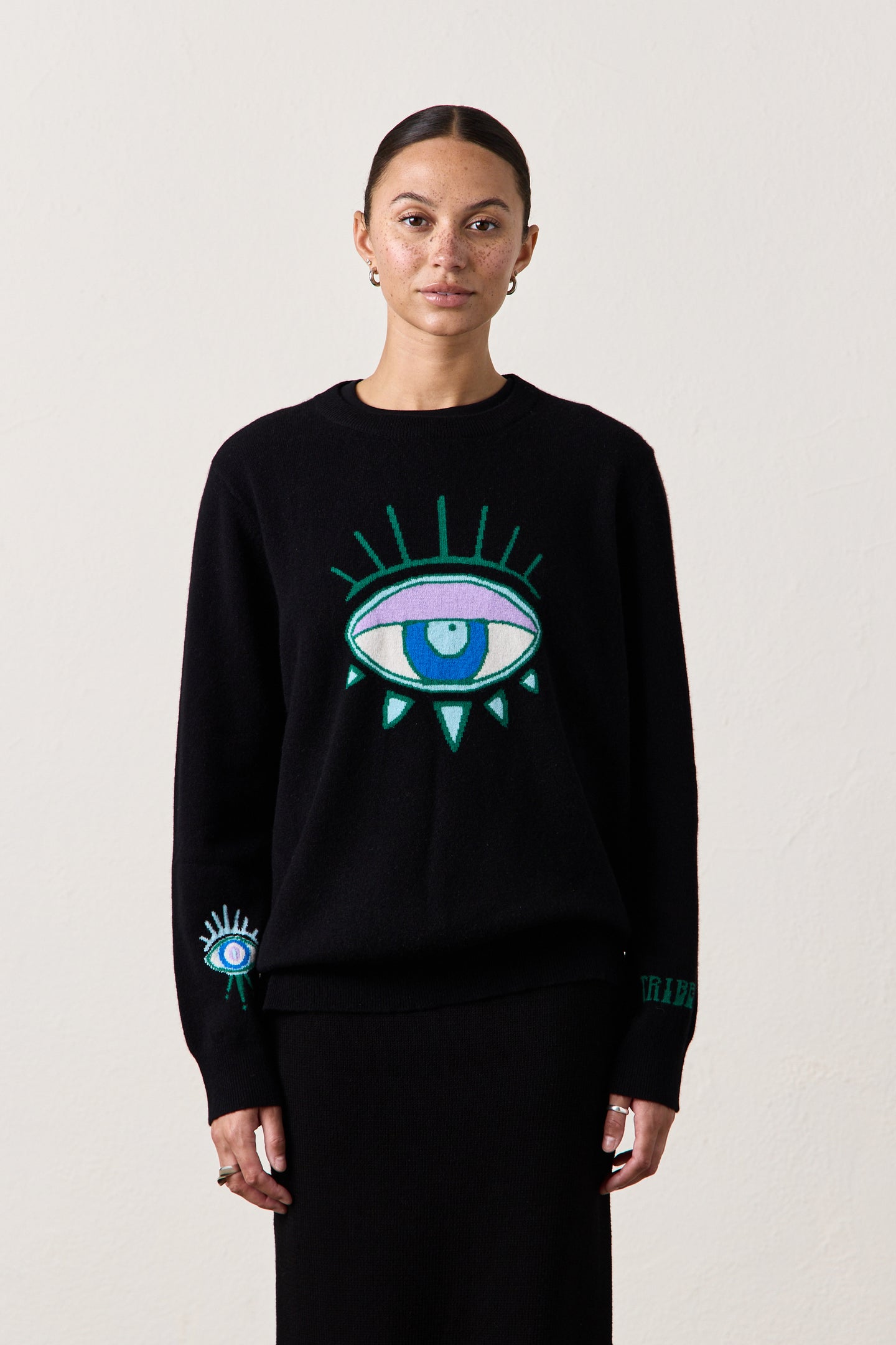 NSF X JA - BIG EYE CASHMERE CREW / BLACK