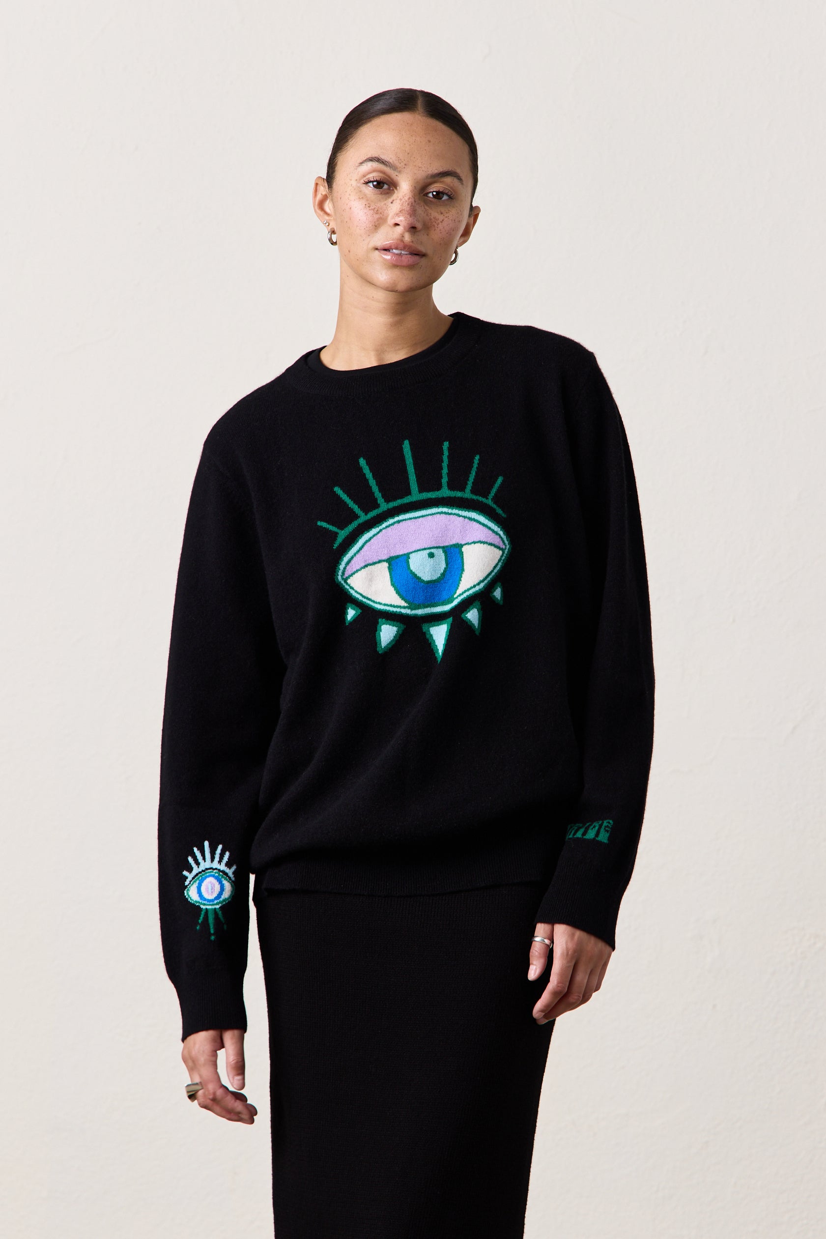 NSF x JA Big Eye Cashmere Crew – Black – NSF Clothing