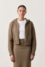 MILLS ZIP FRONT HOODED SWEATER / KHAKI