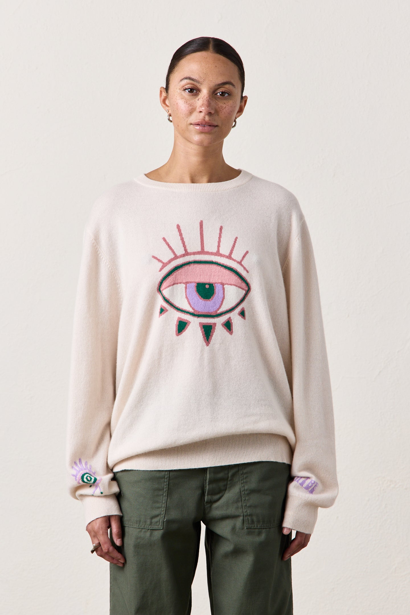 NSF X JA - BIG EYE CASHMERE CREW / FEATHER