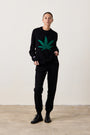 NSF X JA SWEET LEAF CASHMERE CREW / BLACK