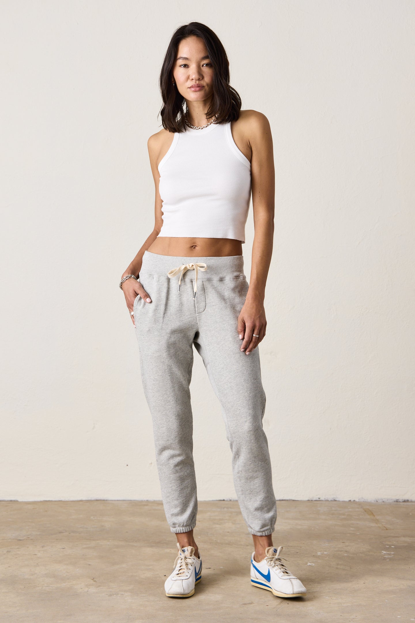 AMAYA FITTED CROP RIB TANK / SOFT WHITE