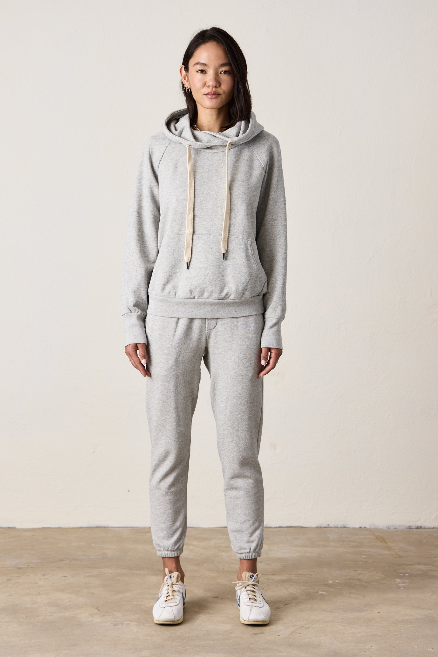 LISSE FITTED VINTAGE TERRY HOODY / HEATHER GREY