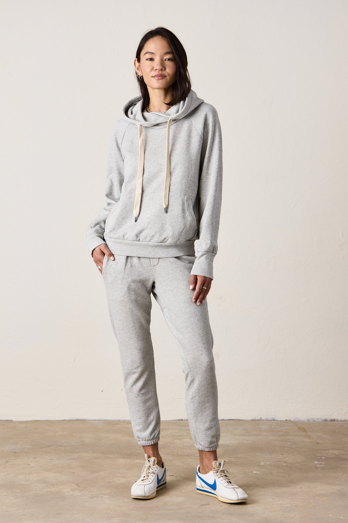 LISSE FITTED VINTAGE TERRY HOODY / HEATHER GREY