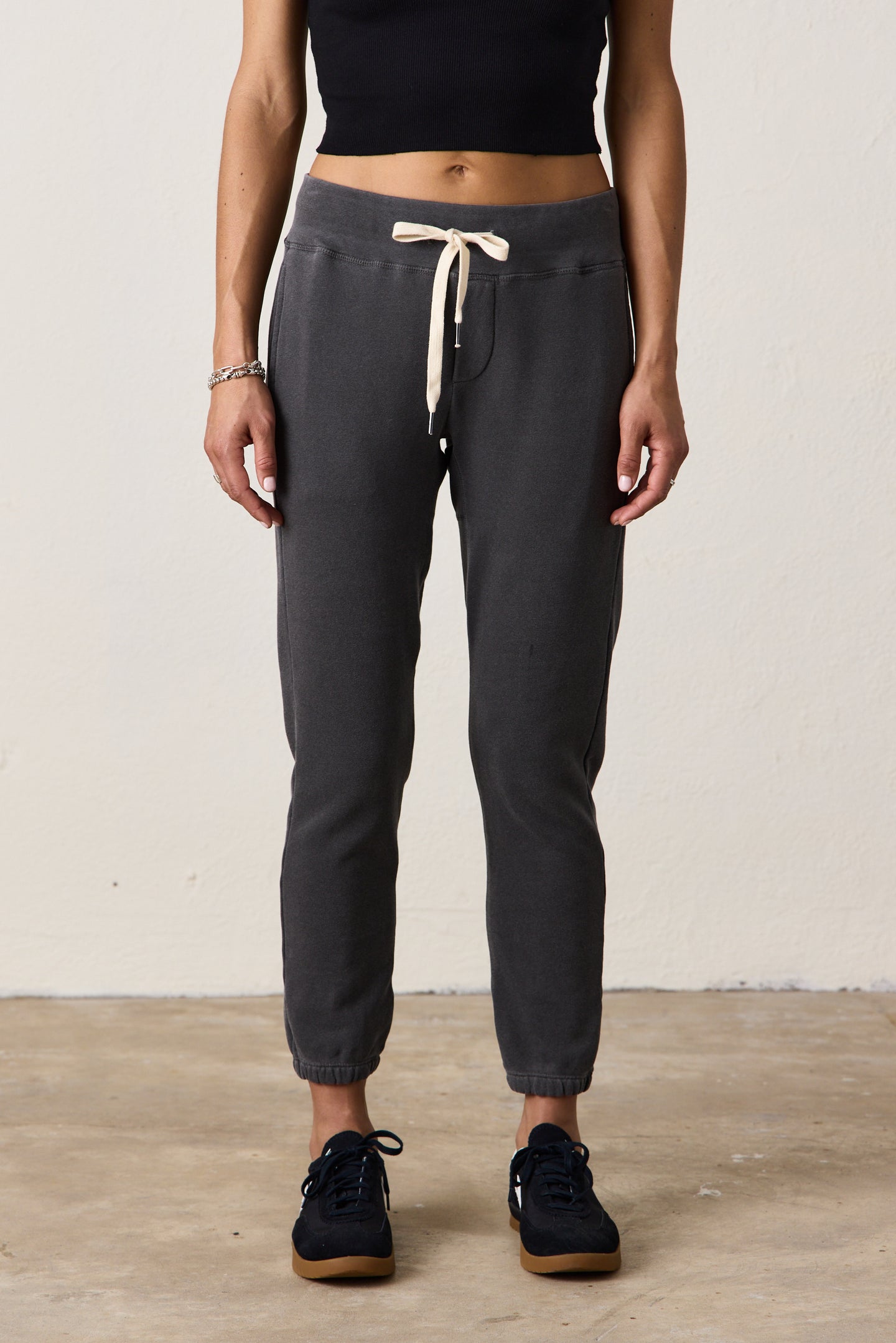 SAYDE SLIM LOOP TERRY SWEATPANT / FADED BLACK