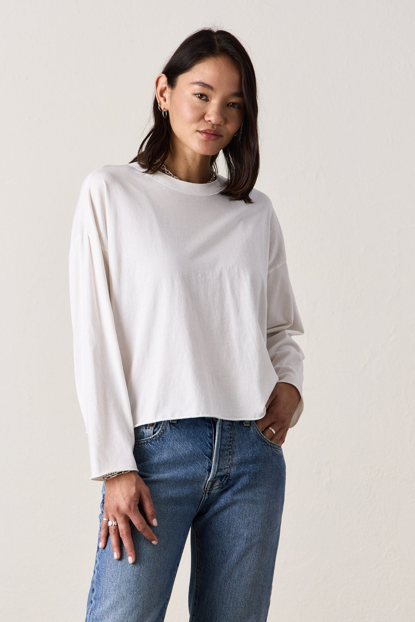 LOFFLER FINE JERSEY BOXY TEE / SOFT WHITE