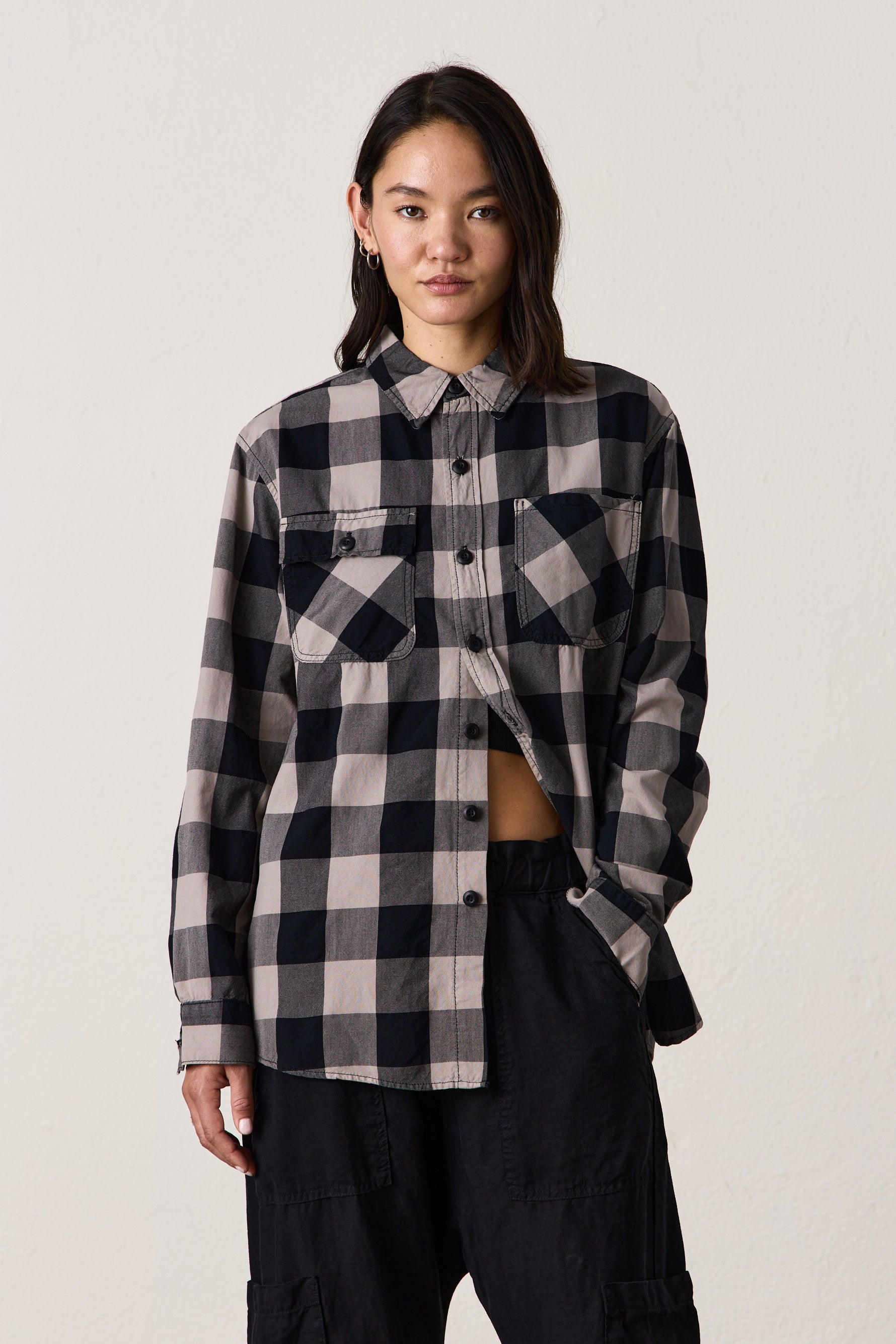 NWT Nsf destroyed plaid discount shirt