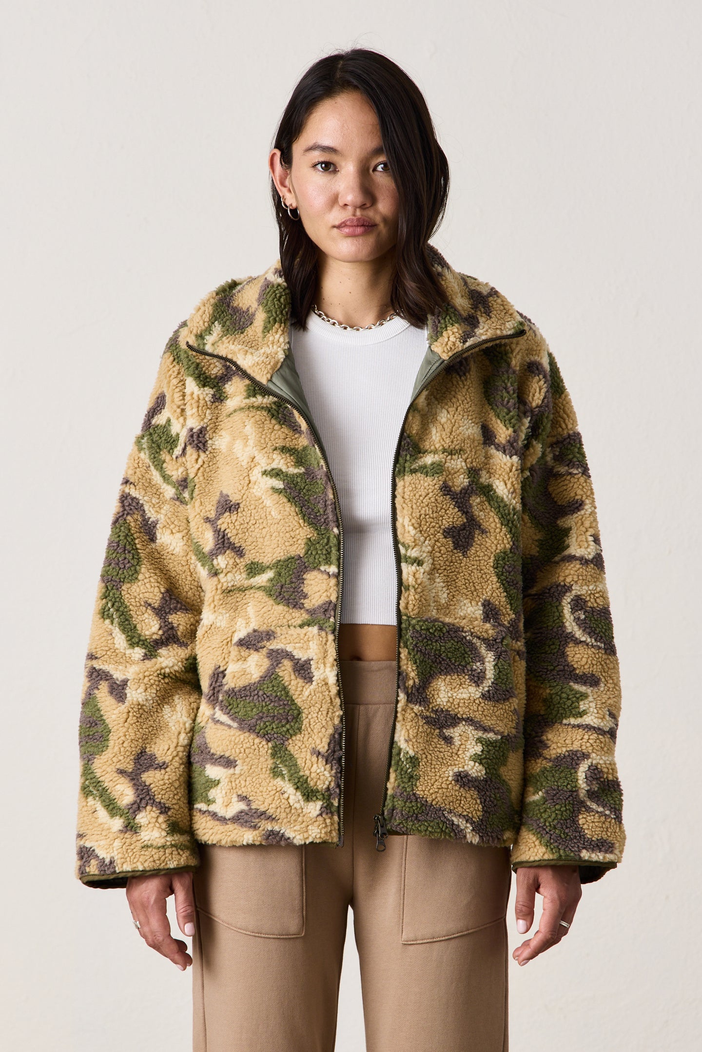 WYATT OVERSIZED SHERPA JACKET / NUDE CAMO