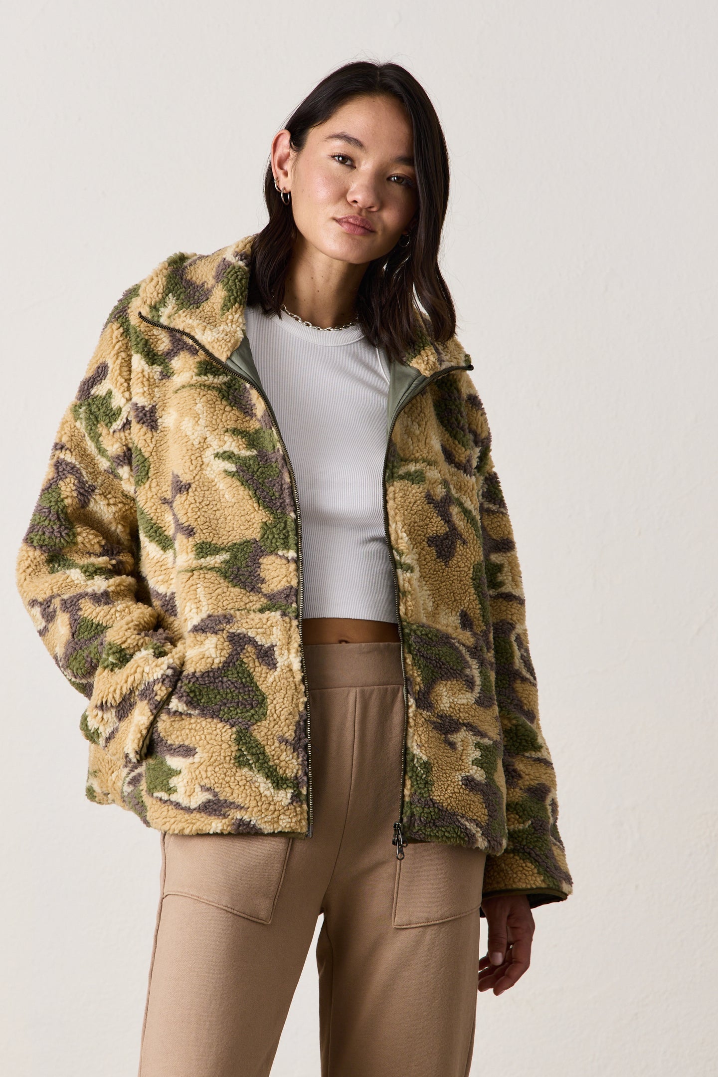 WYATT OVERSIZED SHERPA JACKET / NUDE CAMO