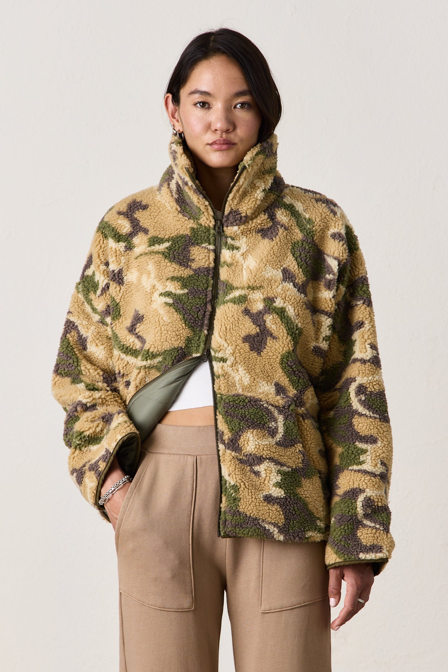 WYATT OVERSIZED SHERPA JACKET / NUDE CAMO