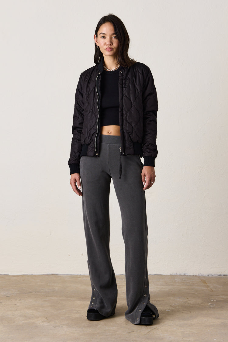 RAMONA COZY FLEECE WARMUP SWEATPANT / FADED BLACK