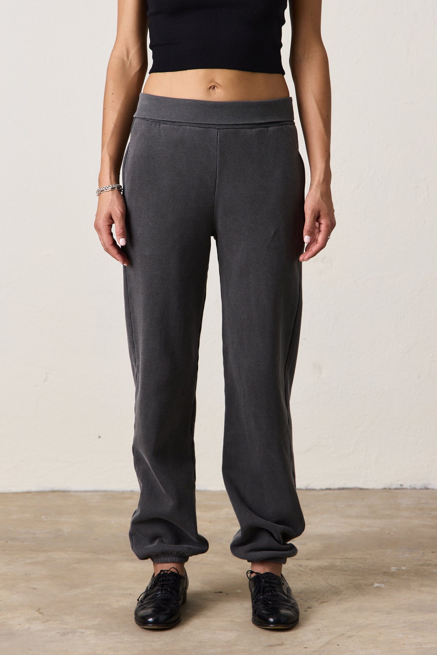 BLAKES RIB WAISTED SWEATPANT / FADED BLACK