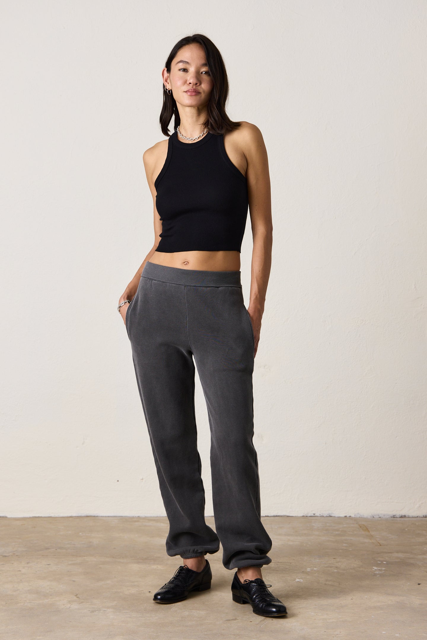 BLAKES RIB WAISTED SWEATPANT / FADED BLACK