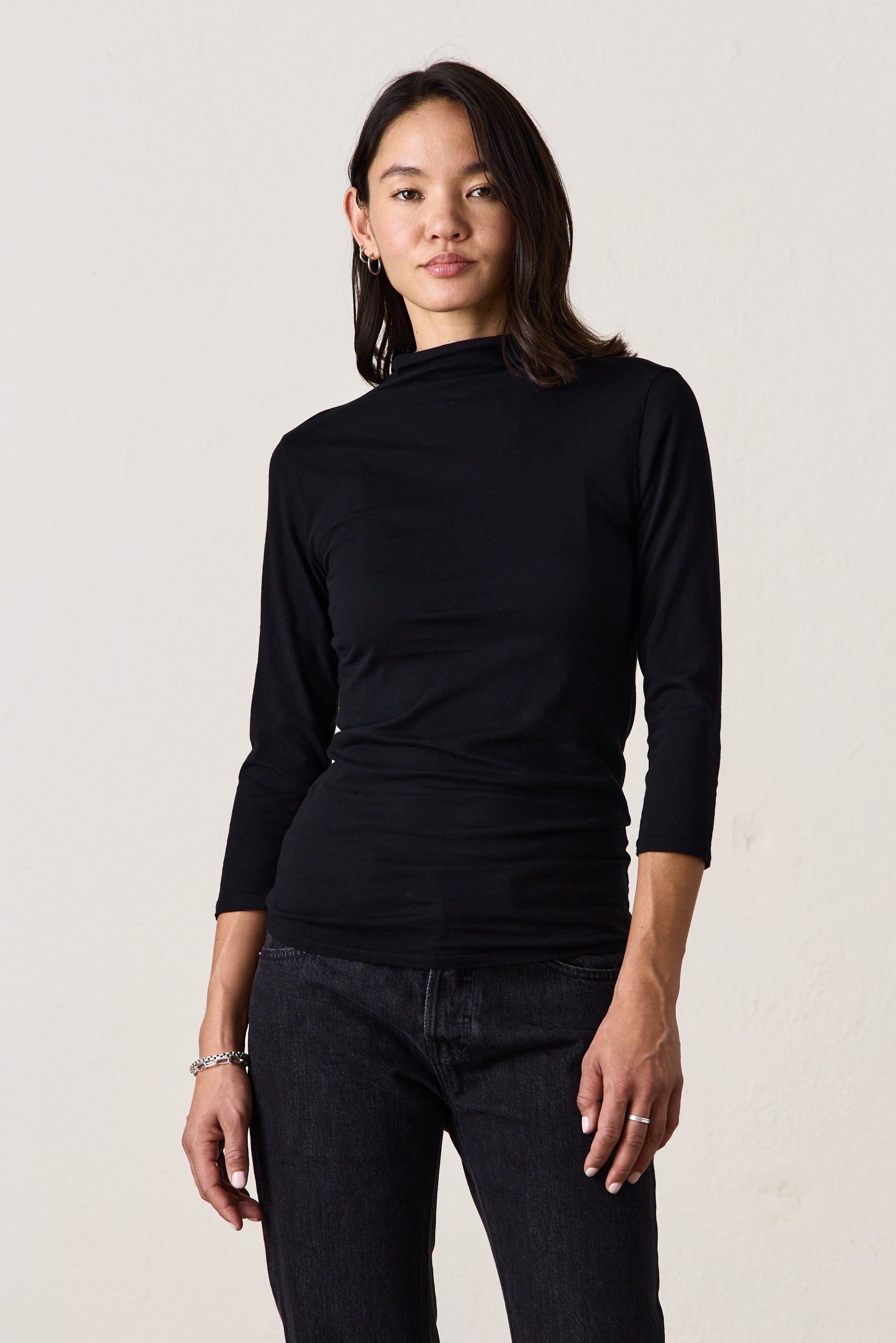 PETRA 3/4 SLEEVE MOCK NECK / Black – NSF Clothing