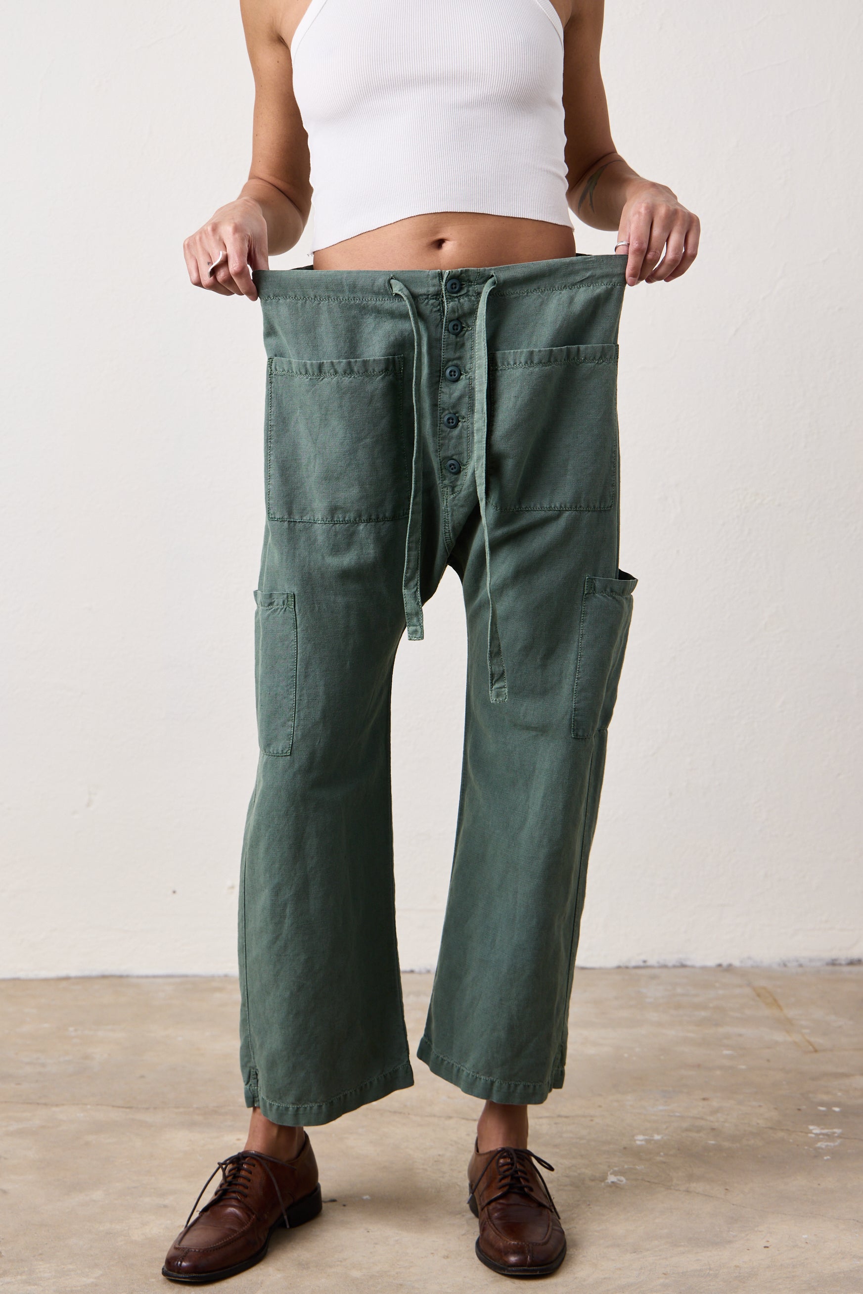 CARLSON DROP RISE TIE PANTS / Sulpher Stone – NSF Clothing