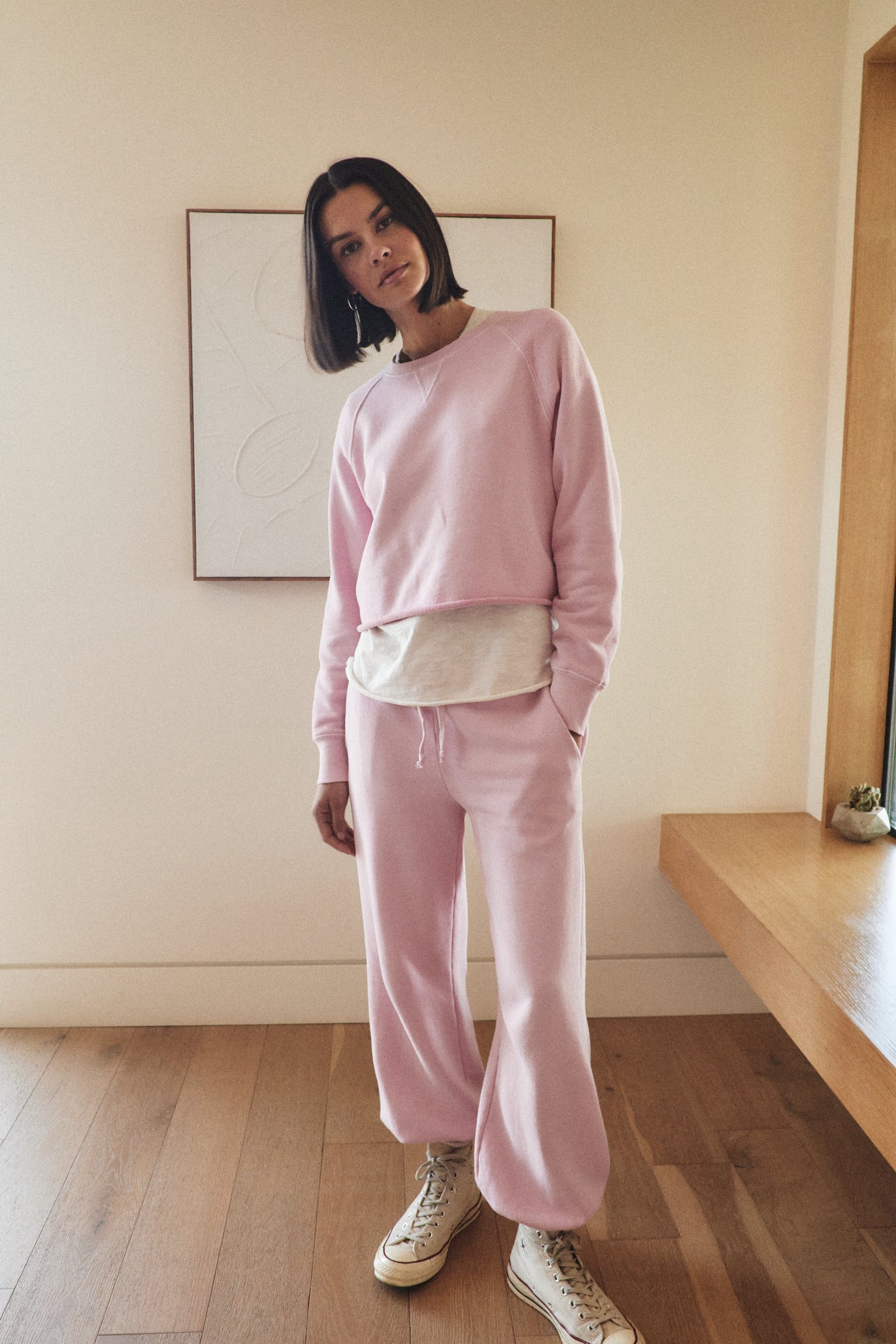 MARCO CROP LOOP TERRY SWEATSHIRT / PINK SORBET