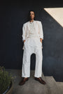 SHAILEY PAPERBAG WAIST LINEN COTTON PANT / IVORY