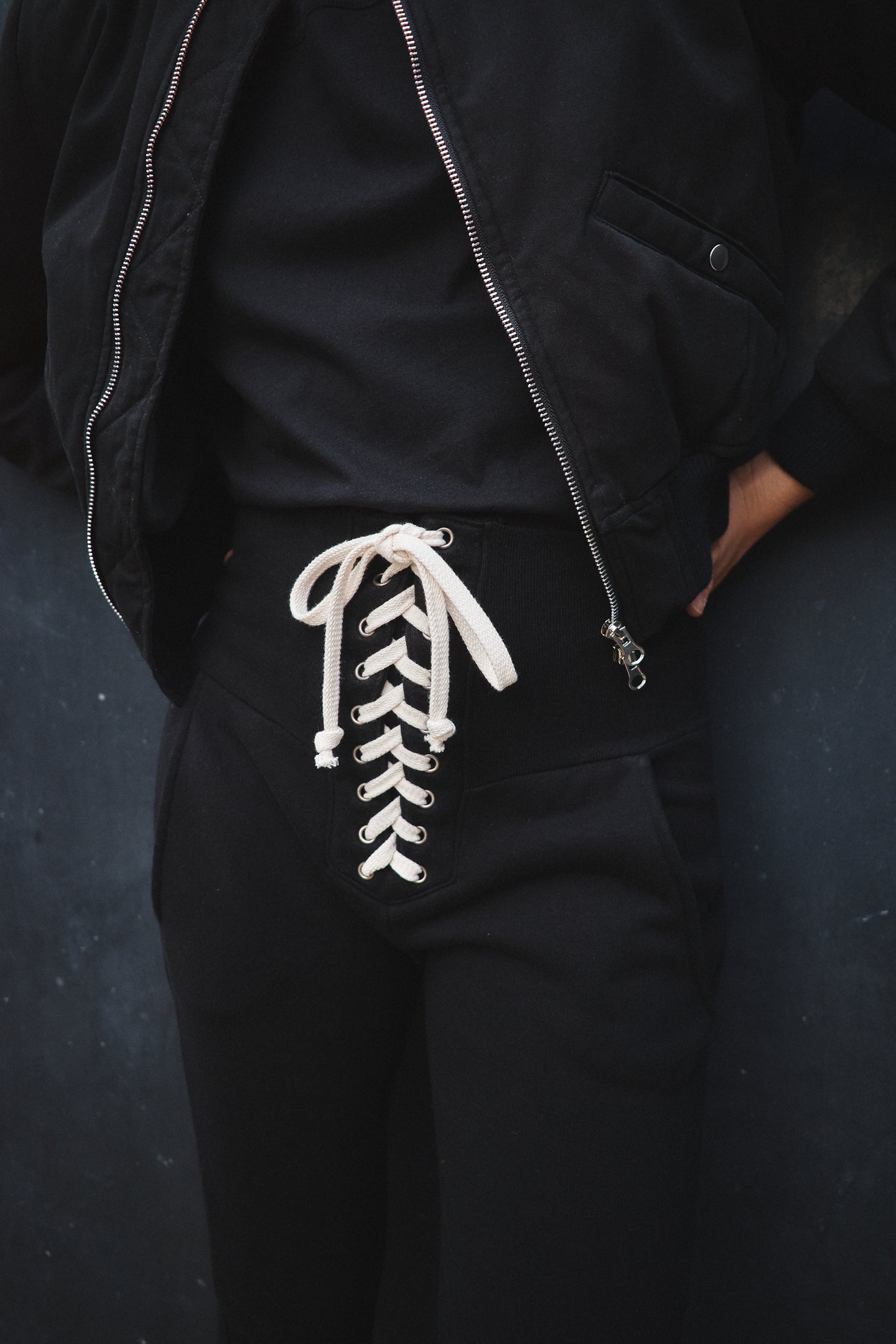 MAREN CORSET LOOP TERRY SWEATPANT / BLACK