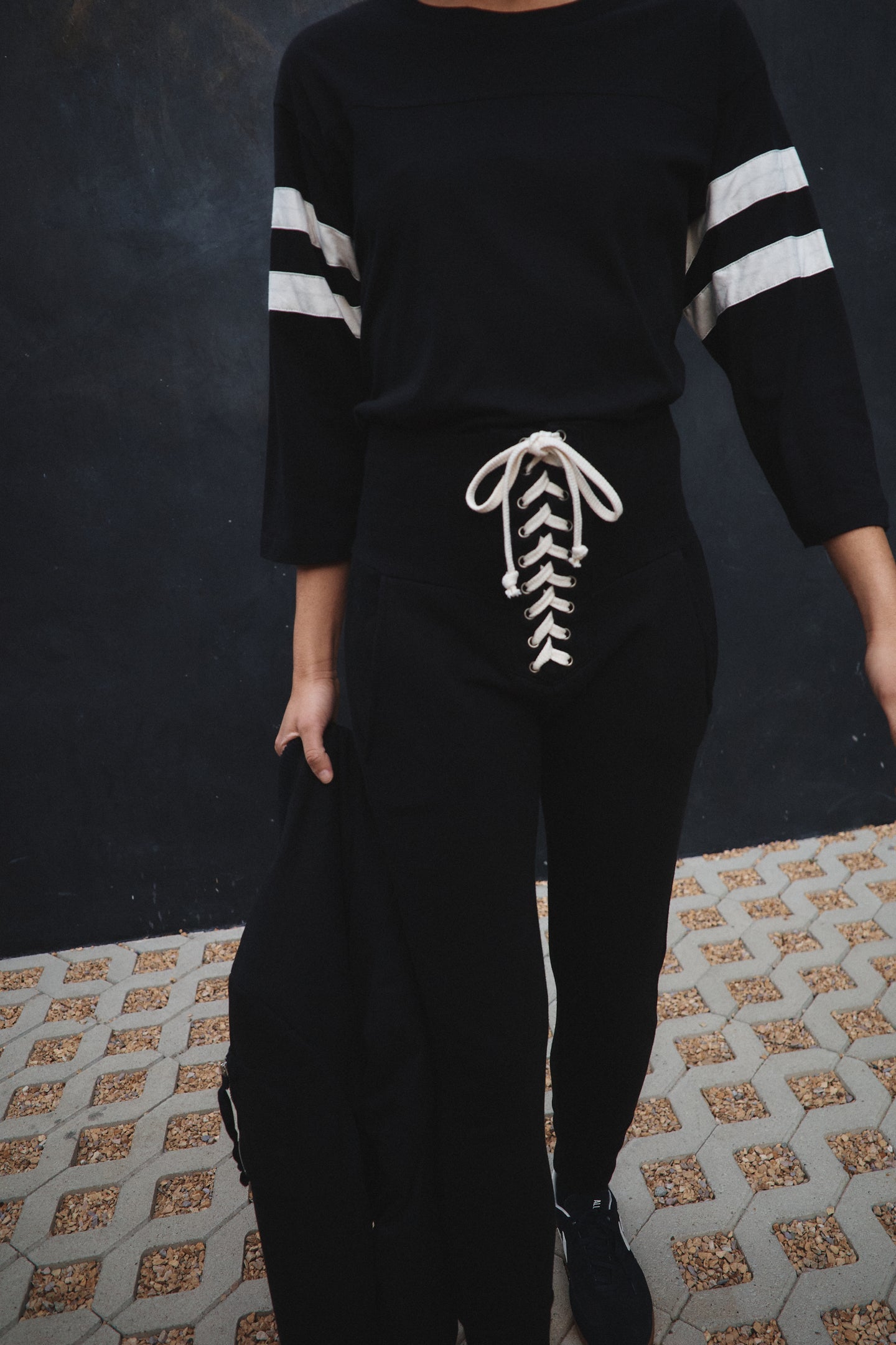 MAREN CORSET LOOP TERRY SWEATPANT / BLACK