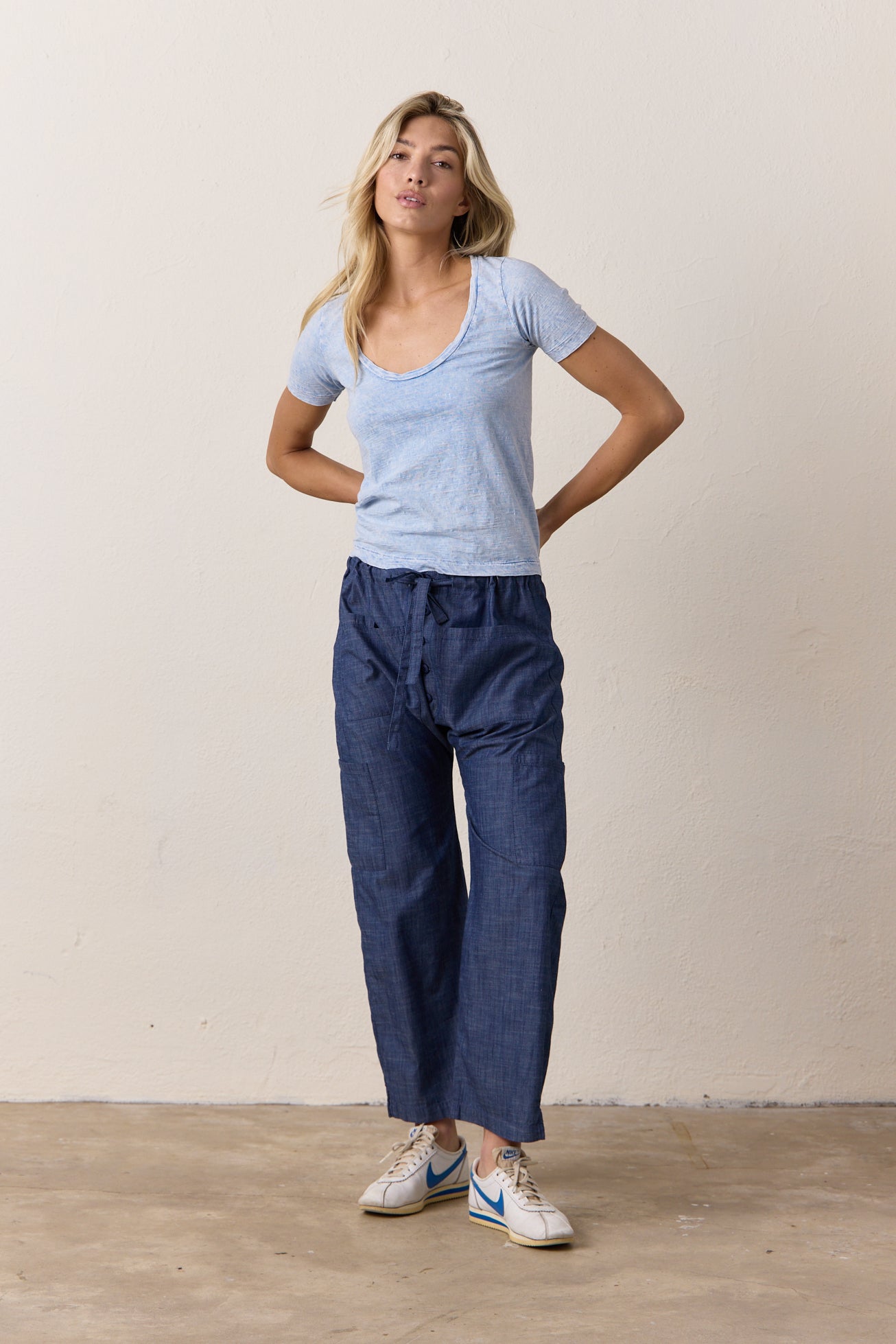Carlson Tie Waist Pant – Indigo Blue Linen Cotton | NSF Clothing