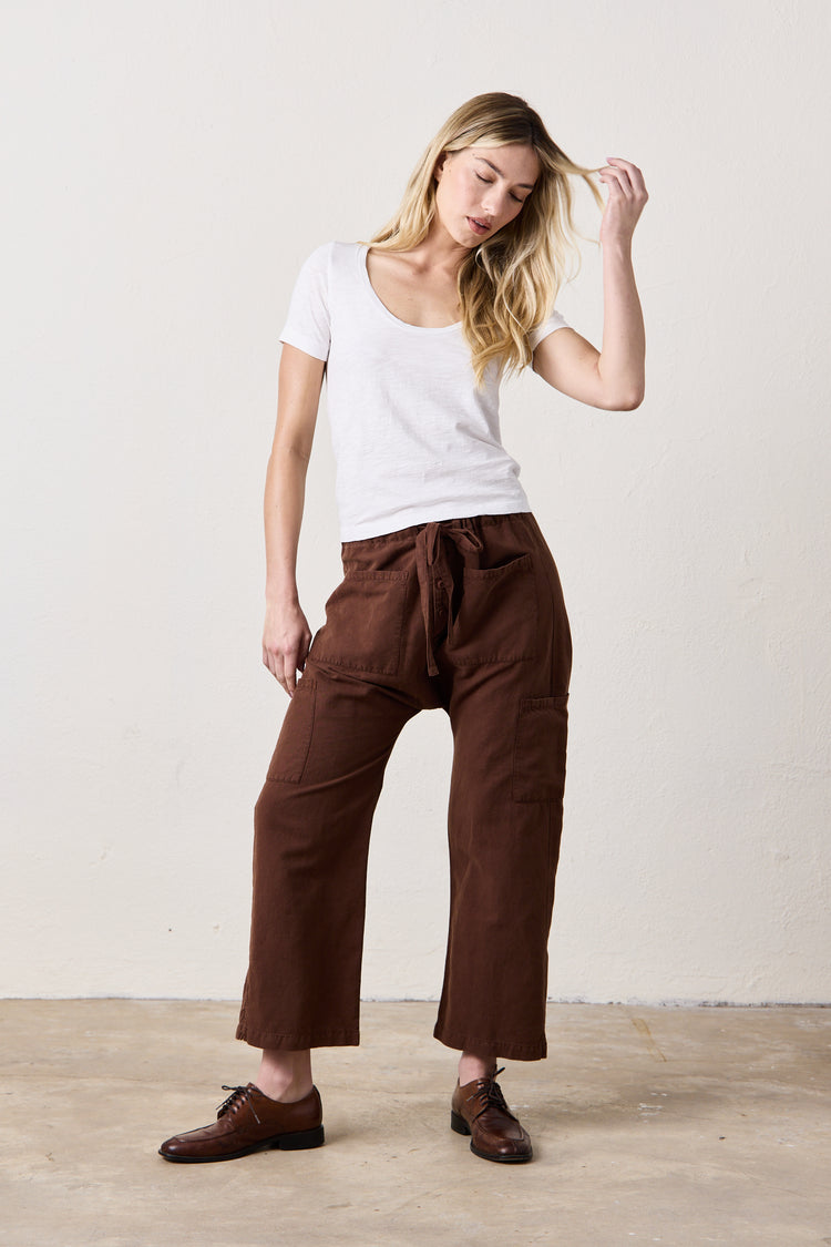 NSF Carlson Linen Cotton Tie Pant - Brindle