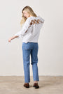 HENDRICKS LACE BACK COZY FLEECE SWEATSHIRT / WHITE