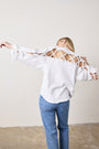 HENDRICKS LACE BACK COZY FLEECE SWEATSHIRT / WHITE