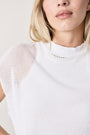 DARYL BOXY MESH MOCK NECK TEE / WHITE