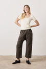 SHAILEY PAPERBAG WAIST LINEN COTTON PANT / OLIVE