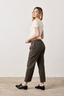 SHAILEY PAPERBAG WAIST LINEN COTTON PANT / OLIVE