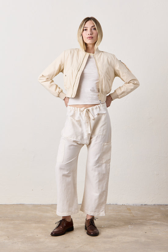 CARLSON LINEN COTTON TIE PANT / IVORY