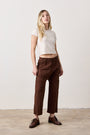 SHAILEY PAPERBAG WAIST LINEN COTTON PANT / BRINDLE